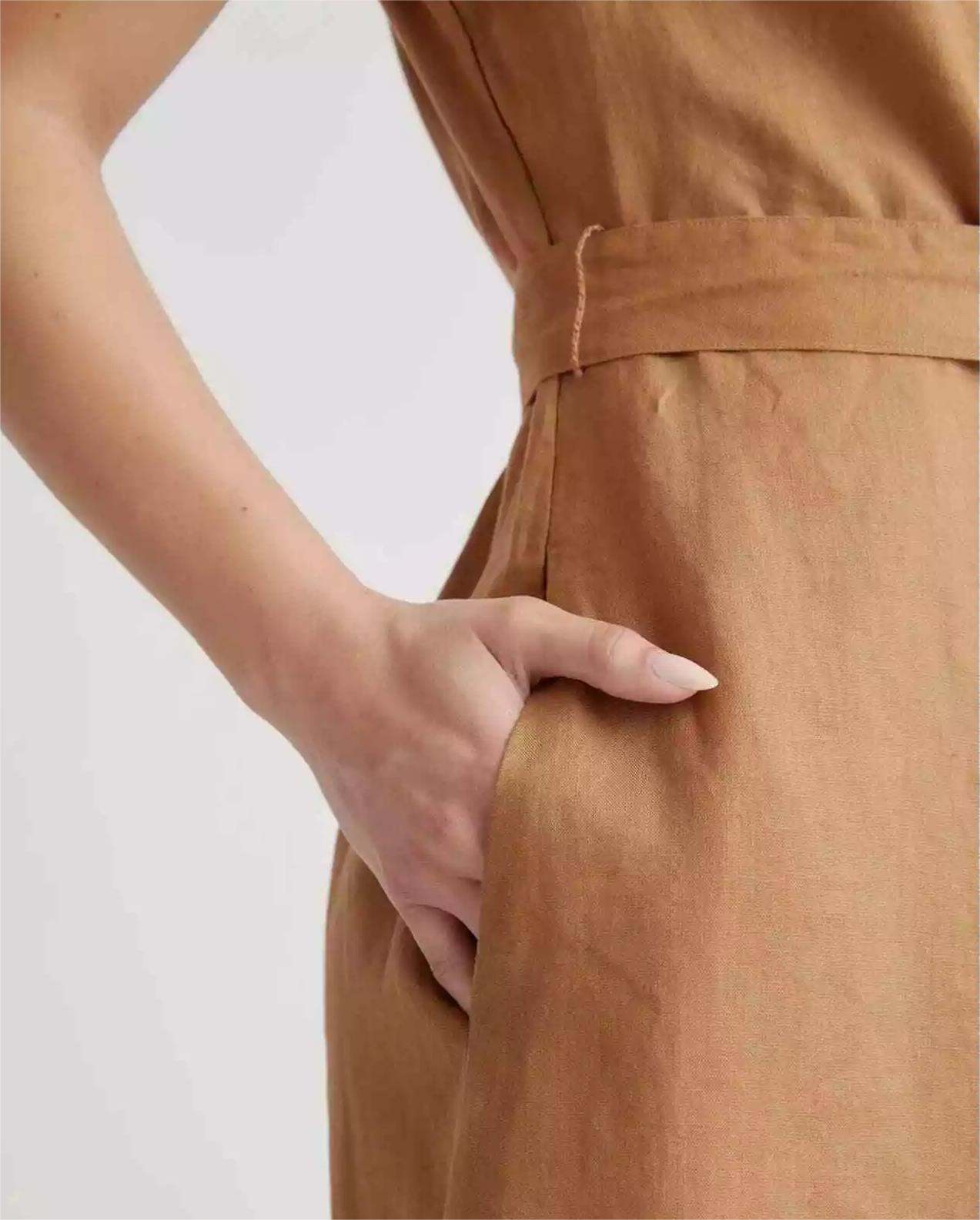 Linen Button Front Dress (Buy 2 Free Shipping)