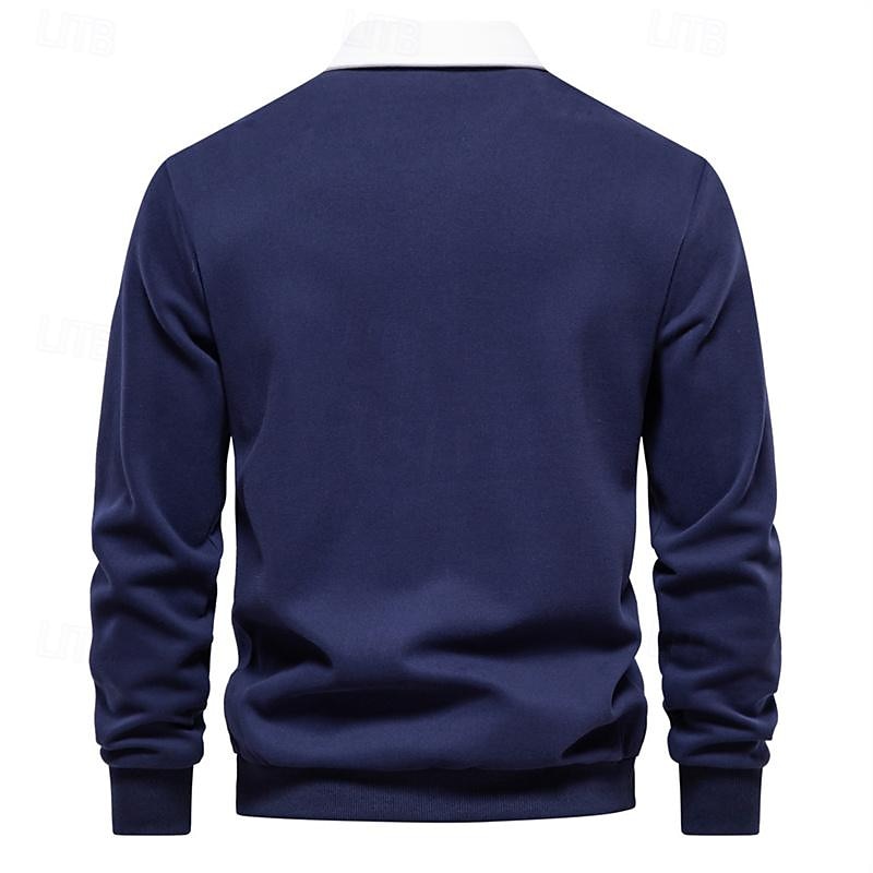Men's Golf Shirt Golf Polo Work Casual Lapel Long Sleeve Basic Modern Color Block Patchwork Button Spring & Summer Regular Fit Spring Grass Green Black Yellow Red Navy Blue Blue Golf Shirt 2024 - $23.99 &ndash;P10