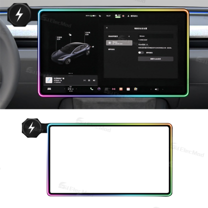 ElecMod Center Control Screen Streaming RGB Ambient Light with Wireless Charging Phone Holder For Tesla Model 3/Y 