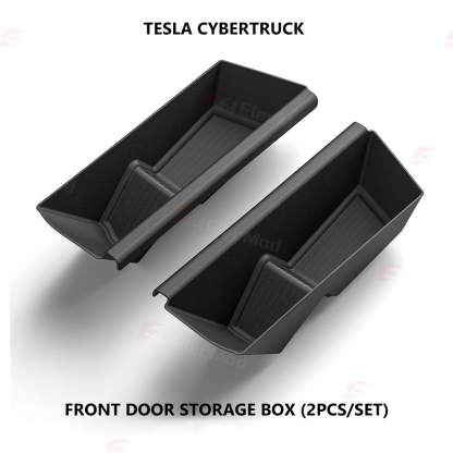 ElecMod Front Door Storage Box TPE Door Slot Organizer For Tesla Cybertruck
