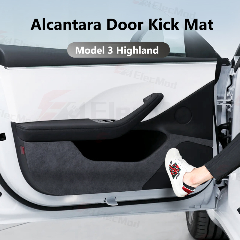 ElecMod Alcantara Door Kick Mat Cover For Tesla Model 3 Highland