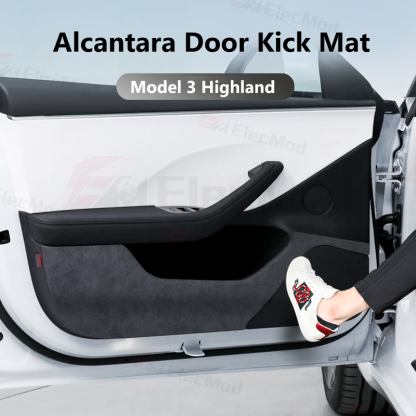ElecMod Alcantara Door Kick Mat Cover For Tesla Model 3 Highland