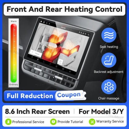 ElecMod 8.6-inch Rear Entertainment Display For Tesla Model 3/Y (Android & Large Air Vent)