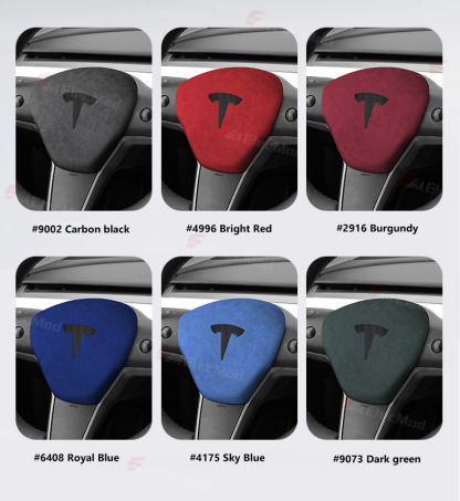 ElecMod Alcantara Tesla Steering Wheel Airbag Trim Cover for Model 3/Y