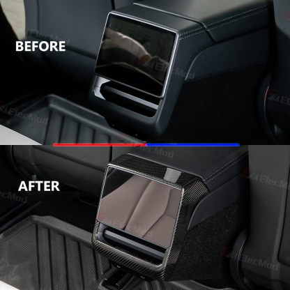 Elecmod Real Carbon Fiber Rear AC Vent Cover for 2024 Model 3 Highland