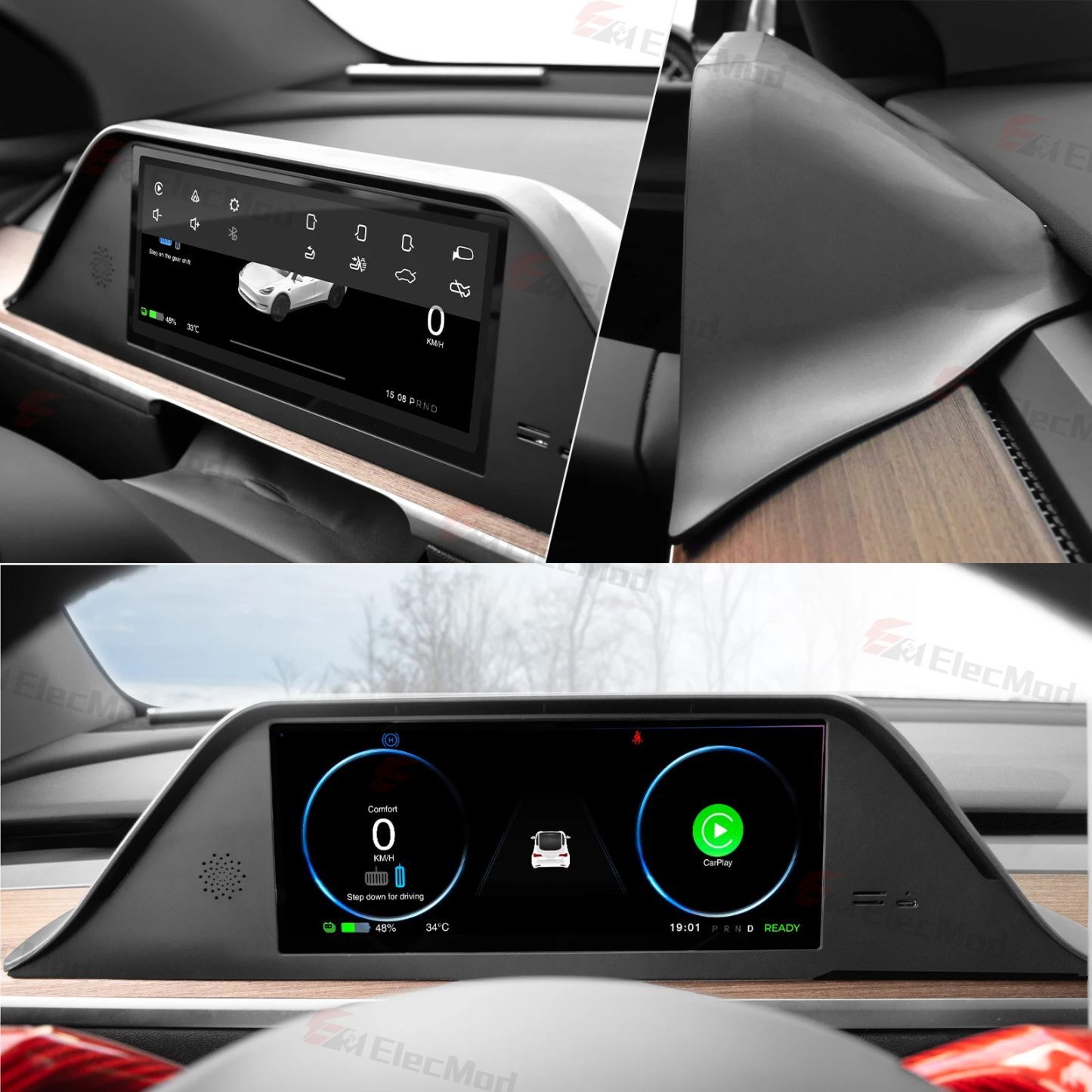 ElecMod M9 9-inch Intelligent Dashboard CarPlay Display for Tesla Model 3/Y - Inspired by Model S/X Design