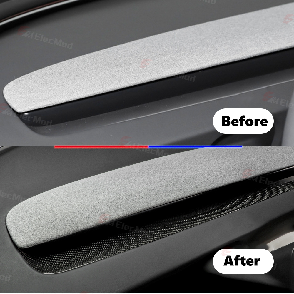 ElecMod Real Carbon Fiber Dash Cap Cover For Model 3 Highland