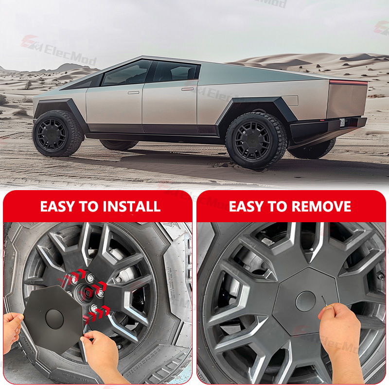 ElecMod Wheel Rims Center Hub Caps For Tesla Cybertruck