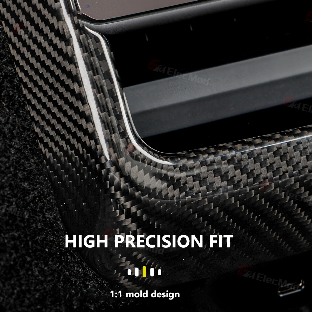 Elecmod Real Carbon Fiber Rear AC Vent Cover for 2024 Model 3 Highland