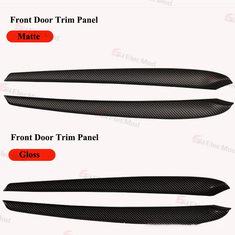 ElecMod ABS Carbon Fiber Pattern Dash Cap & Front Door Trim Panel Cover for Tesla Model 3/Y