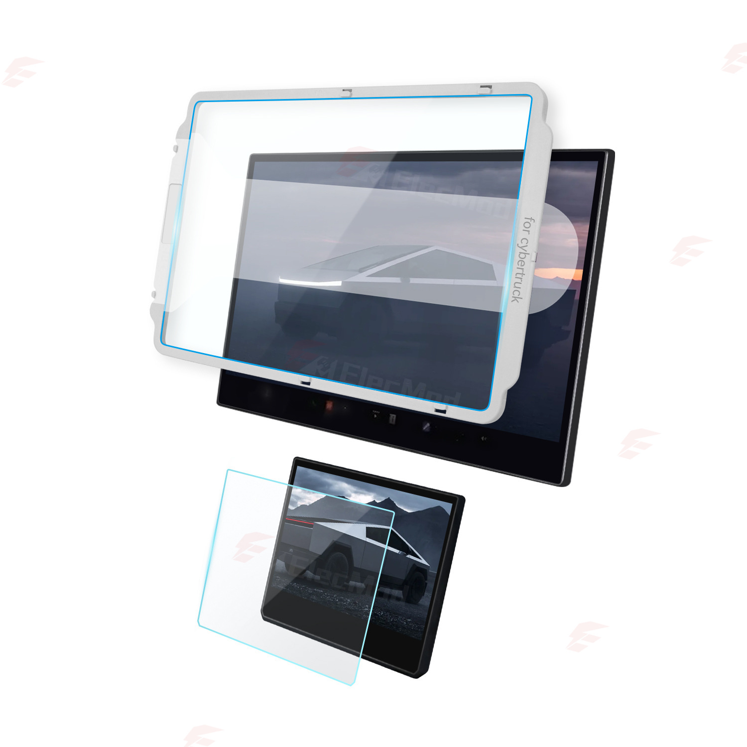 ElecModTempered Glass Screen Protectors For  Tesla Cybertruck Front & Rear Displays