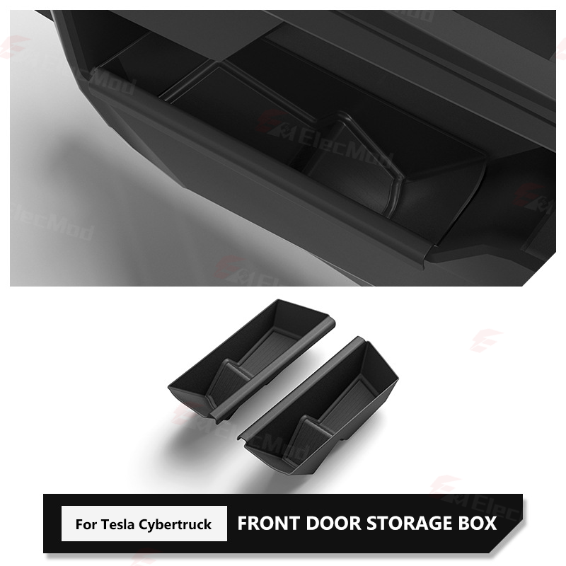 ElecMod Front Door Storage Box TPE Door Slot Organizer For Tesla Cybertruck