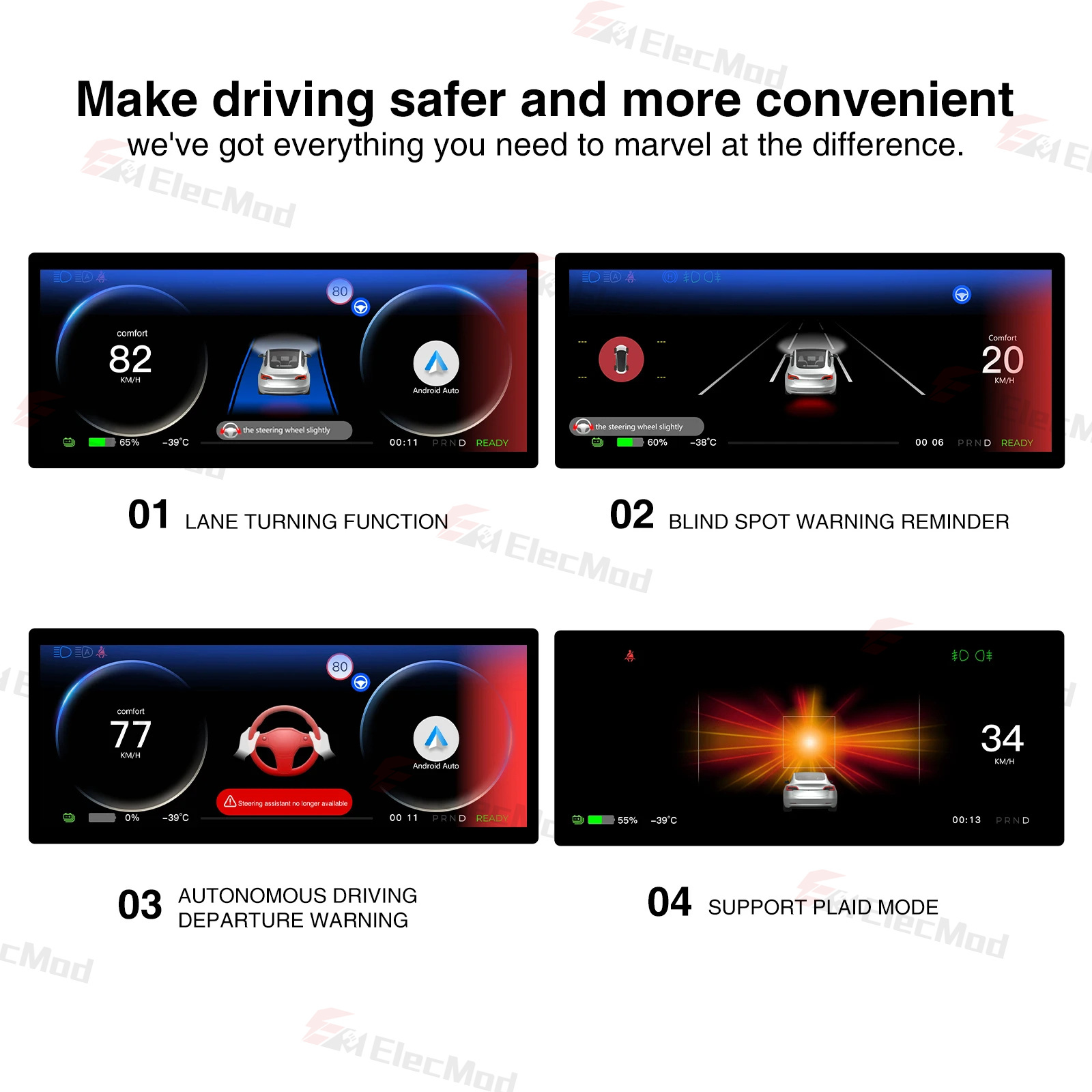 ElecMod M9 9-inch Intelligent Dashboard CarPlay Display for Tesla Model 3/Y - Inspired by Model S/X Design