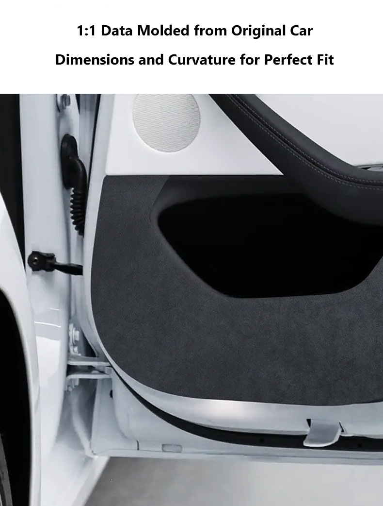 ElecMod Alcantara Door Kick Mat Cover For Tesla Model 3 Highland