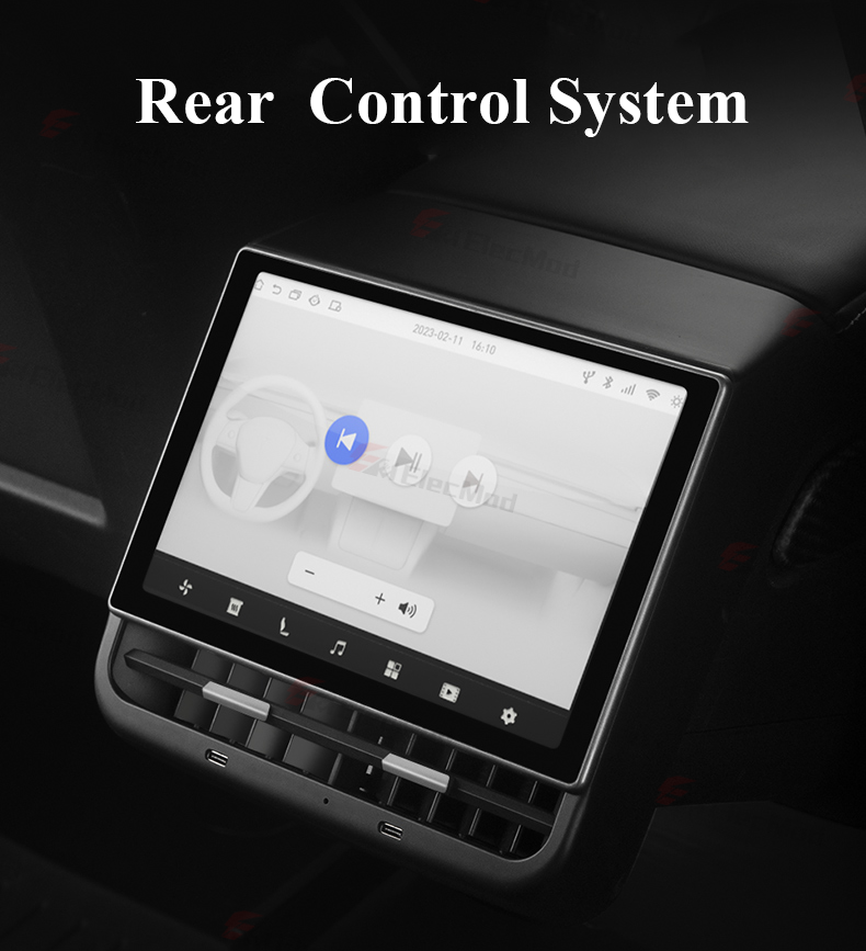 ElecMod 8.6-inch Rear Entertainment Display For Tesla Model 3/Y (Android & Large Air Vent)
