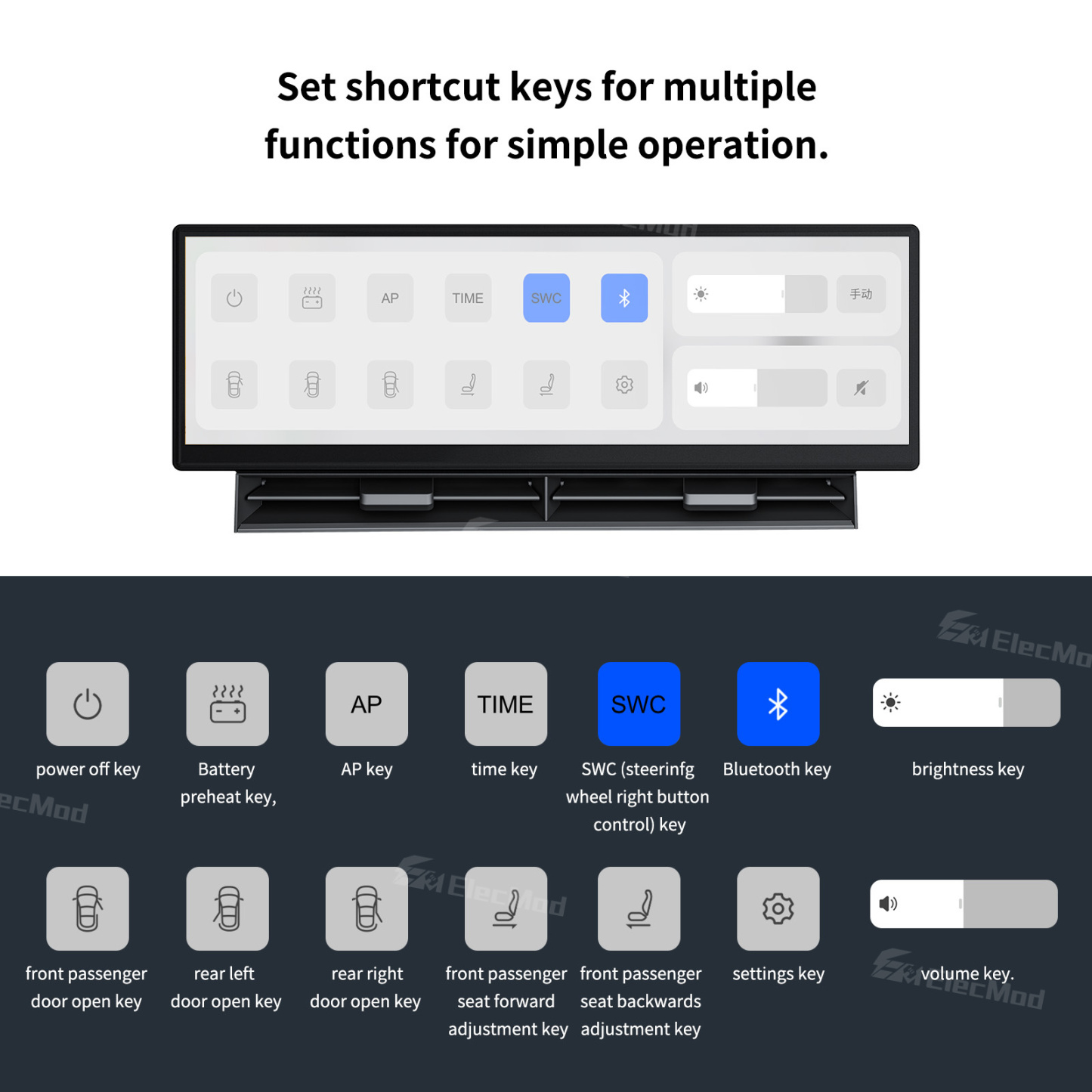 ElecMod F11 Dashboard Touch Screen CarPlay Instrument Cluster For Model Y Juniper / Model 3 Highland / Model 3/Y