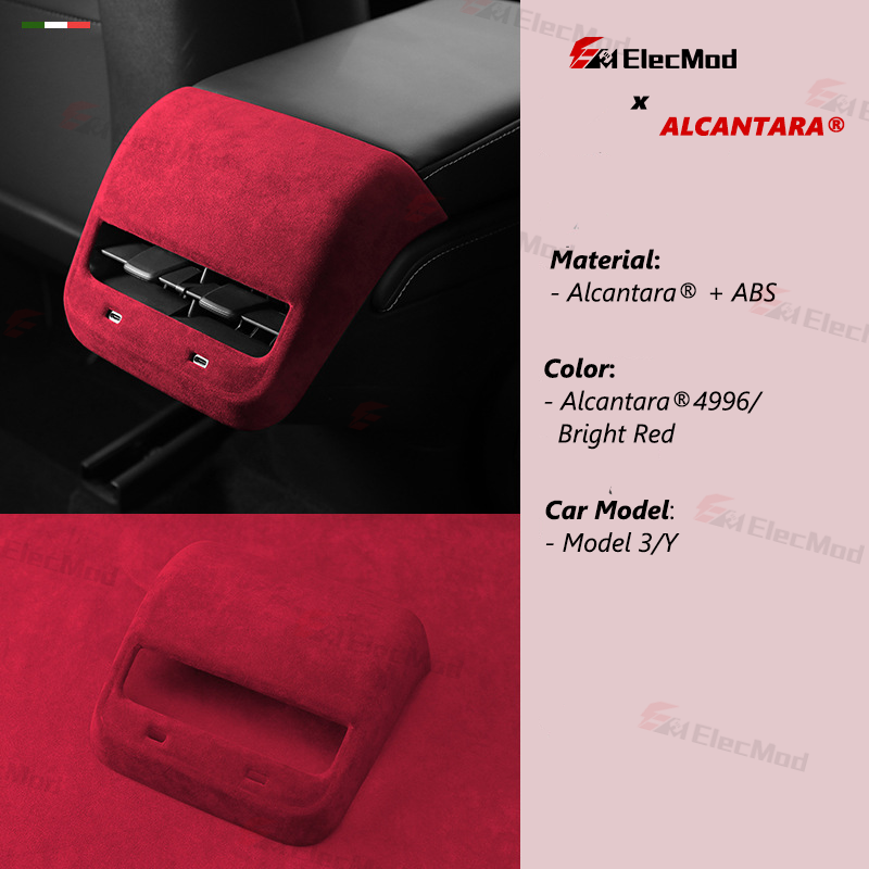 ElecMod Alcantara Rear AC Vents Trim Cover For Tesla Model 3/Y