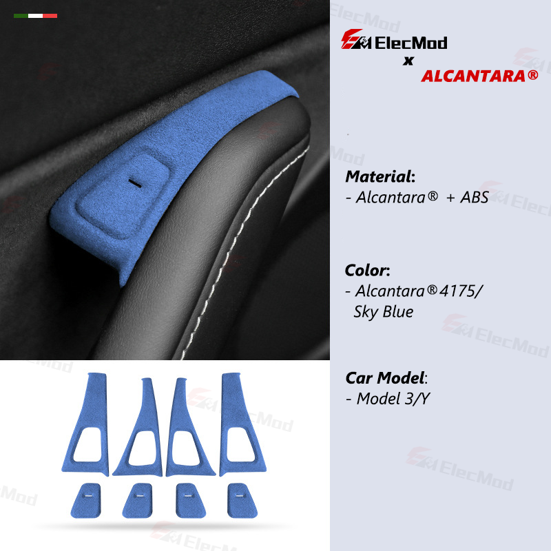 ElecMod Alcantara Door Button Switch Trim Cover For Tesla Model 3/Y