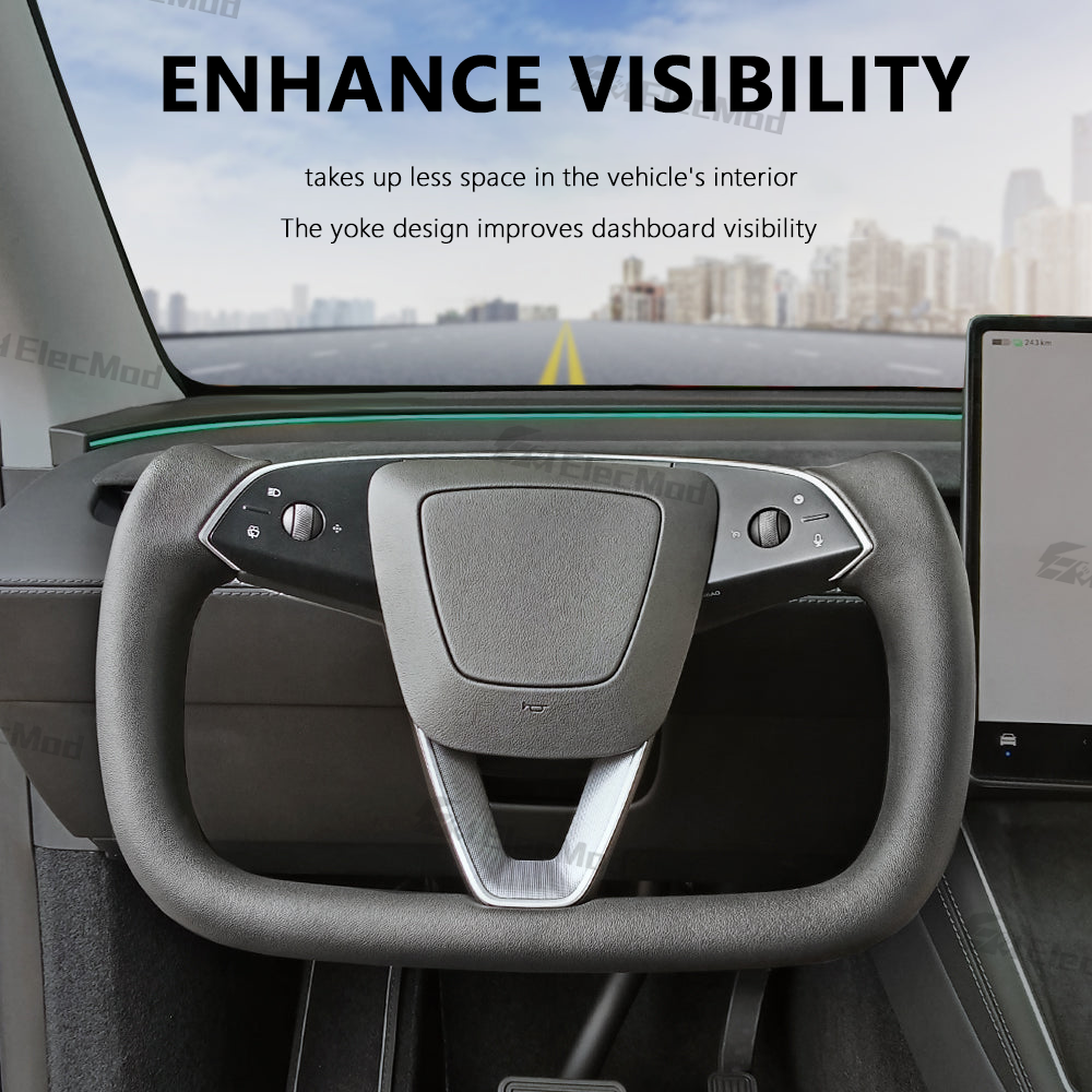 ElecMod Tesla Yoke Steering Wheel Alcantara / Nappa Leather with Heated For  Model Y Juniper 2025+