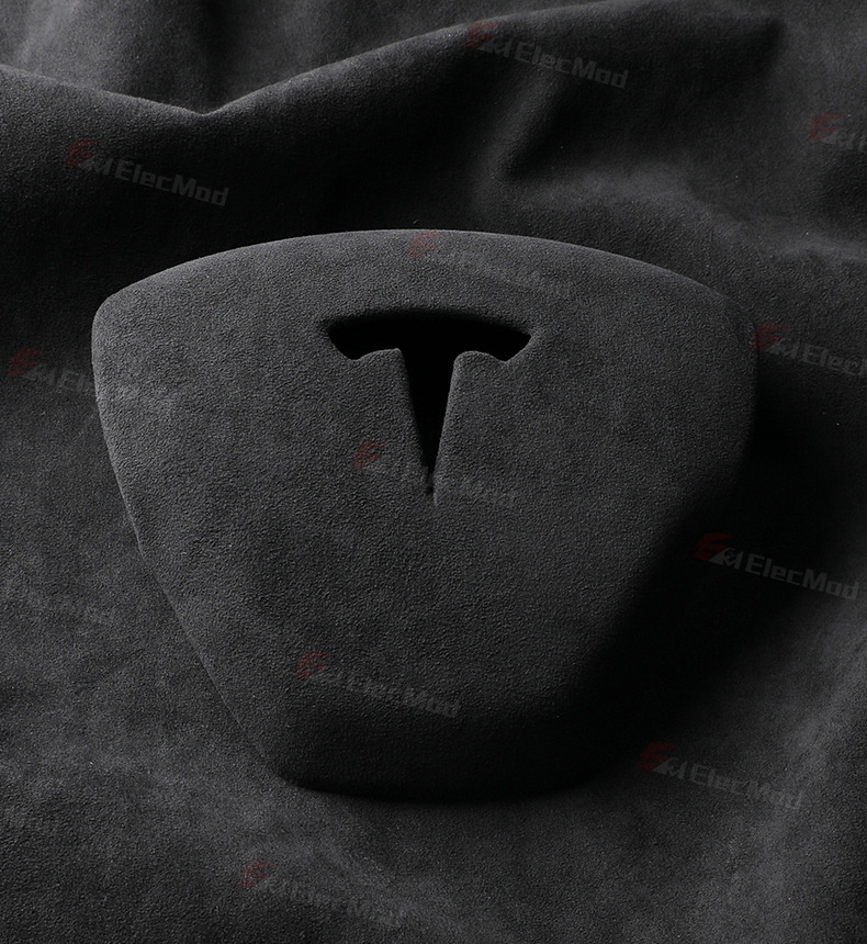 ElecMod Alcantara Tesla Steering Wheel Airbag Trim Cover for Model 3/Y