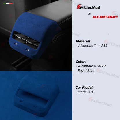 ElecMod Alcantara Rear AC Vents Trim Cover For Tesla Model 3/Y