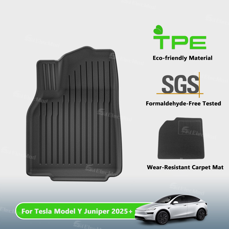 ElecMod Tesla TEP Floor Mats Non-slip Waterproof Durable Car Mats For 2025+ Model Y Juniper