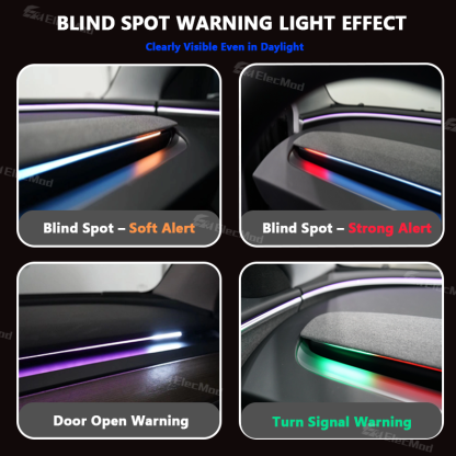ElecMod BSD Blind Spot Detection Smart Ambient Lighting System For Model 3/Y/3 Highland/ Y Juniper