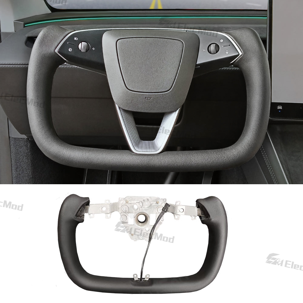ElecMod Tesla Yoke Steering Wheel Alcantara / Nappa Leather with Heated For  Model Y Juniper 2025+