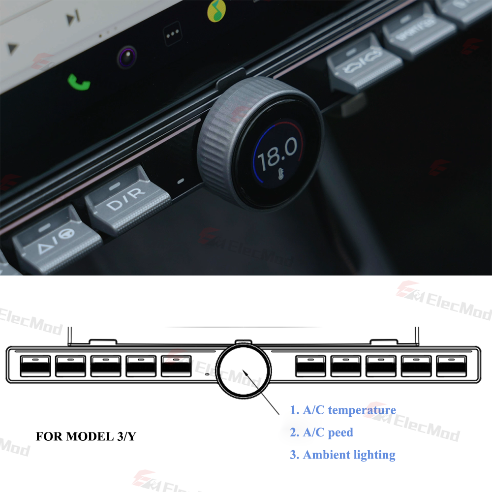 ElecMod Intelligent Rotating Button Docking Station for Tesla Model 3/Y/Highland