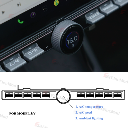 ElecMod Intelligent Rotating Button Docking Station for Tesla Model 3/Y/Highland