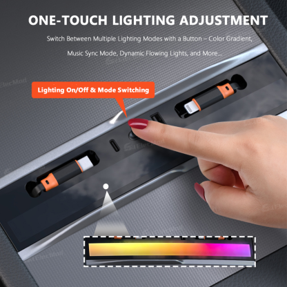 ElecMod USB HUB Center Console Adapter Docking Station With Ambient Light For Model Y Juniper/Model 3 Highland
