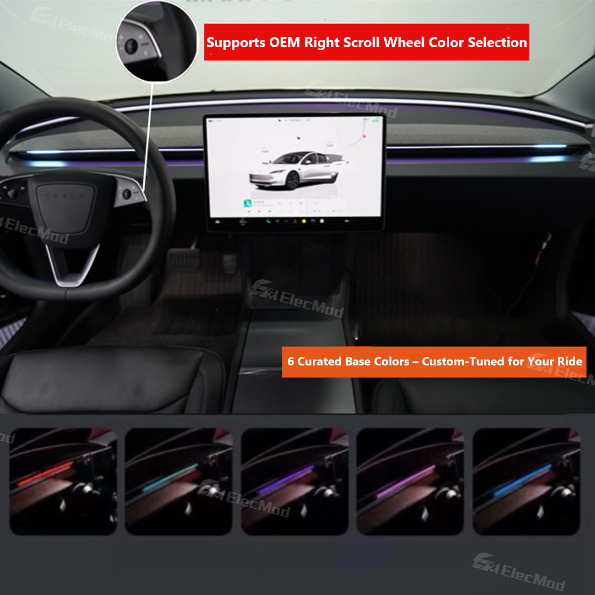 ElecMod BSD Blind Spot Detection Smart Ambient Lighting System For Model 3/Y/3 Highland/ Y Juniper