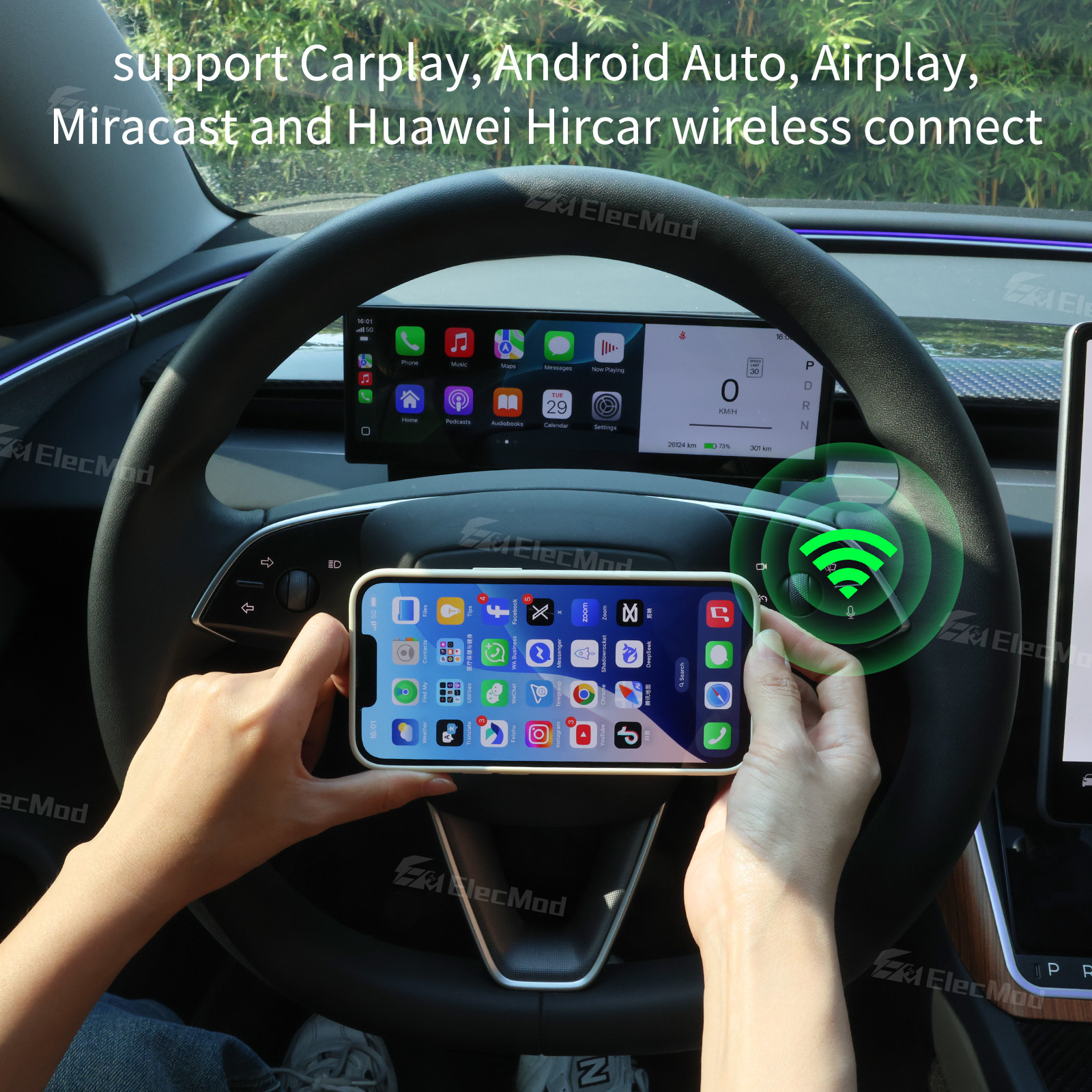 ElecMod F11 Dashboard Touch Screen CarPlay Instrument Cluster For Model Y Juniper / Model 3 Highland / Model 3/Y