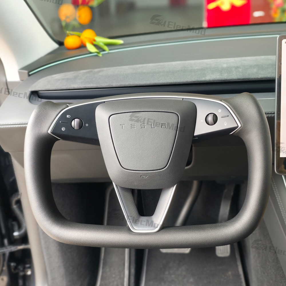 ElecMod Tesla Yoke Steering Wheel Alcantara / Nappa Leather with Heated For  Model Y Juniper 2025+