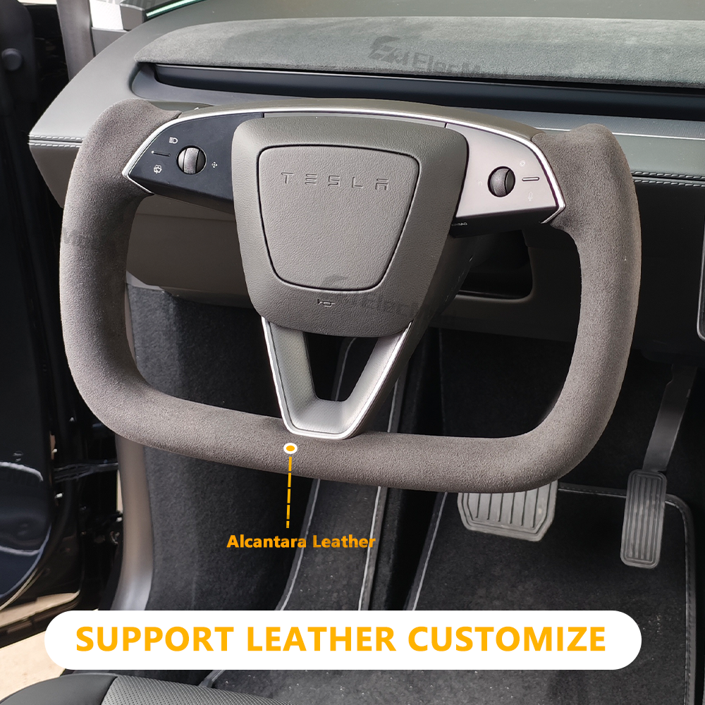 ElecMod Tesla Yoke Steering Wheel Alcantara / Nappa Leather with Heated For  Model Y Juniper 2025+