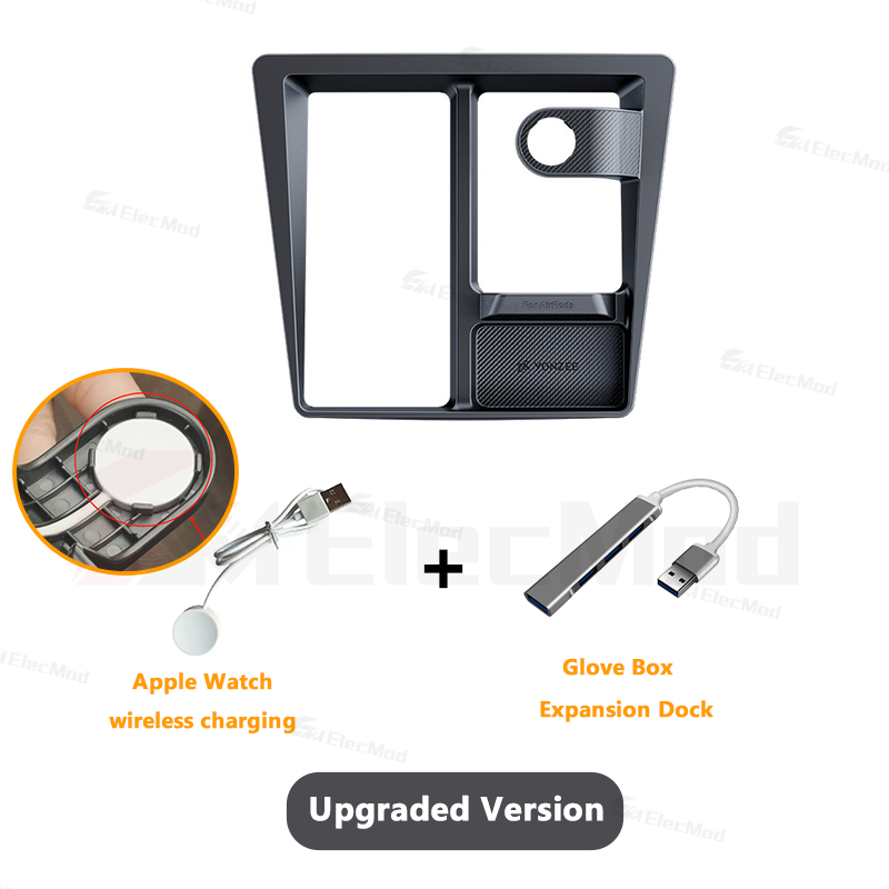 ElecMod Wireless Charging Dock Limiter & Anti-Slip Organizer (3-in-1Charging) For Model 3 Highland / Model Y Juniper