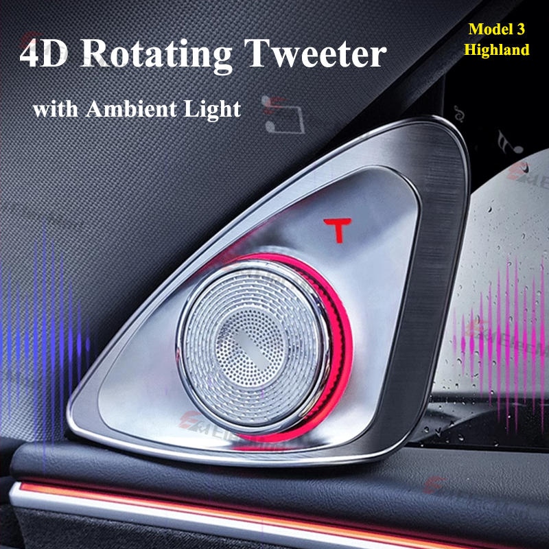 ElecMod 4D Rotating Tweeter with Ambient Light For Tesla Model 3/Y/Model 3 Highland