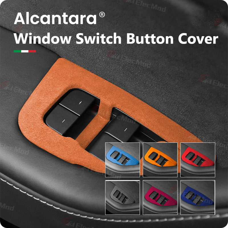 ElecMod Alcantara Window Switch Button Trim Cover For Tesla Model 3/Y