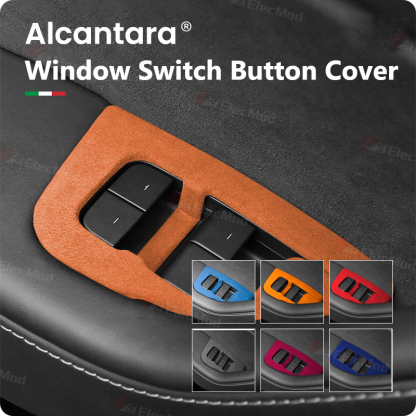 ElecMod Alcantara Window Switch Button Trim Cover For Tesla Model 3/Y