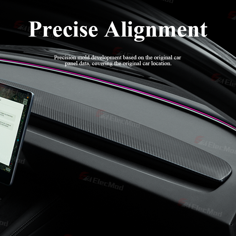 ElecMod Real Carbon Fiber Dash Cap Cover For Model 3 Highland