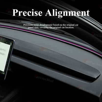 ElecMod Real Carbon Fiber Dash Cap Cover For Model 3 Highland