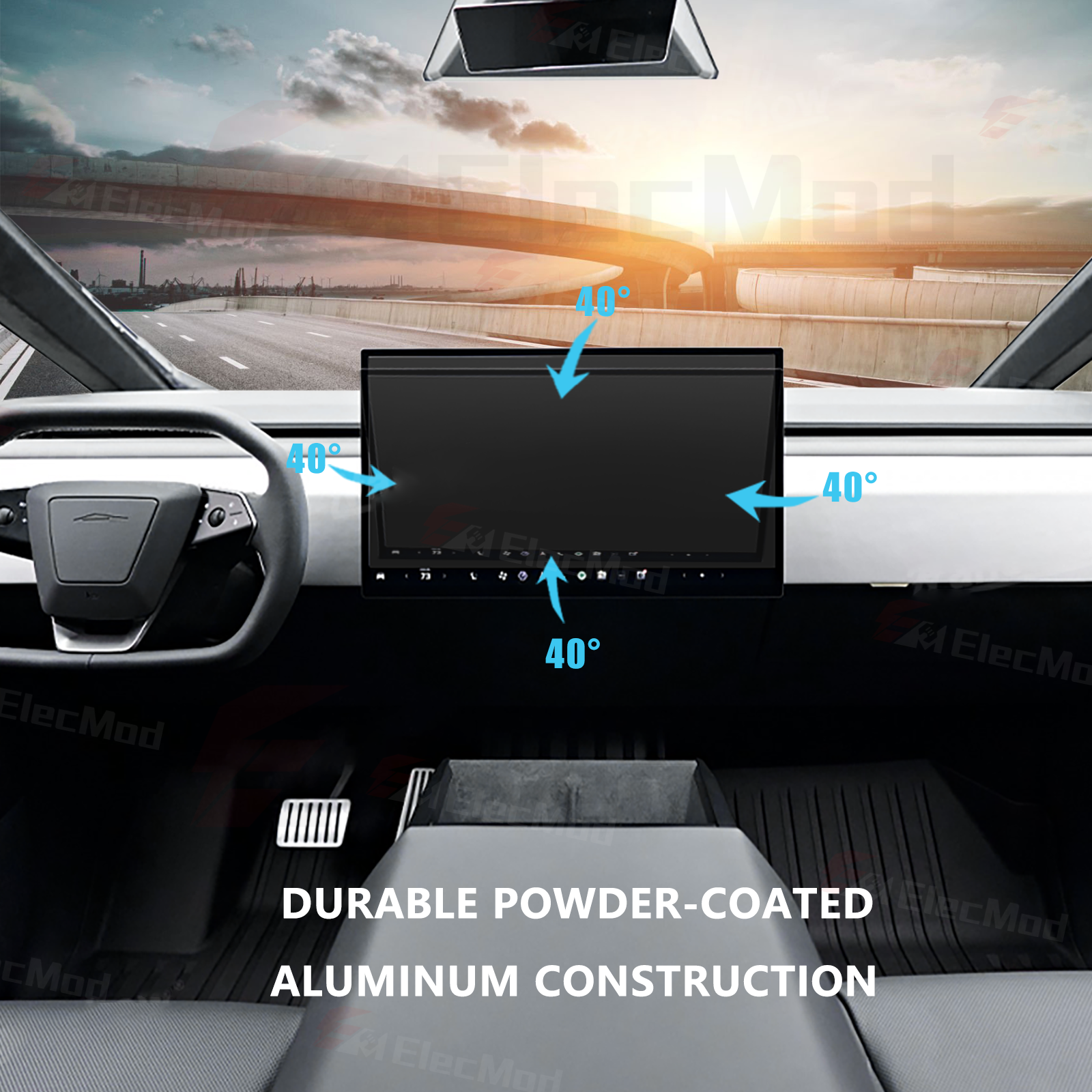 ElecMod Center Console Dashboard Touch Screen Swivel Mount kit  For Tesla Cybertruck