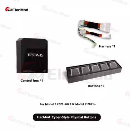 ElecMod Cyber-Style Physical Buttons with Customizable Extension Features For Tesla Model 3/Y