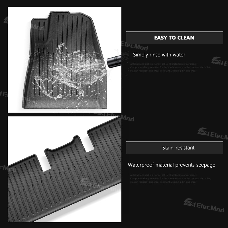 ElecMod Tesla TEP Floor Mats Non-slip Waterproof Durable Car Mats For 2024+ Model 3 Highland