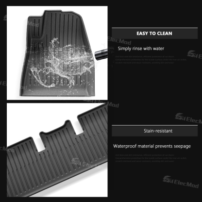 ElecMod Tesla TEP Floor Mats Non-slip Waterproof Durable Car Mats For 2024+ Model 3 Highland