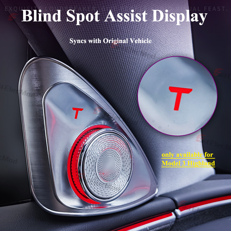 ElecMod 4D Rotating Tweeter with Ambient Light For Tesla Model 3/Y/Model 3 Highland