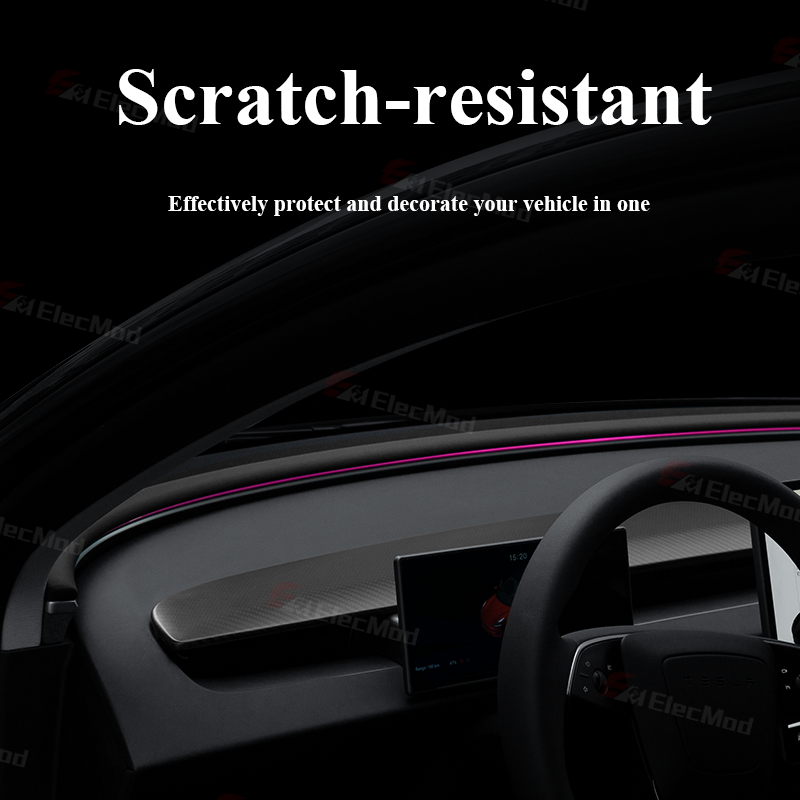 ElecMod Real Carbon Fiber Dash Cap Cover For Model 3 Highland