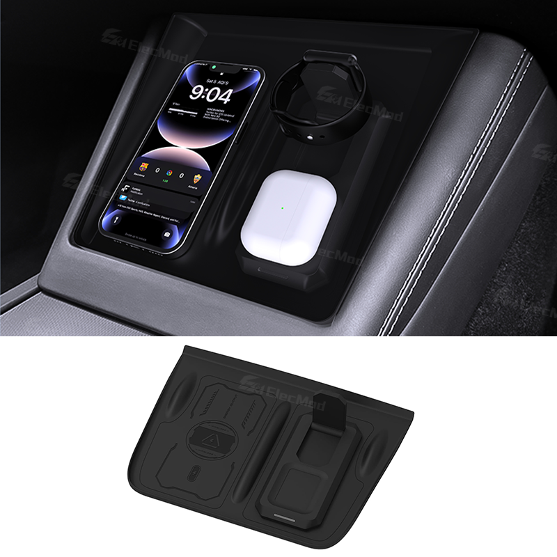 ElecMod Wireless Charging Silicone Anti-Slip Mat (3-in-1Charging) For Tesla Model 3/Y