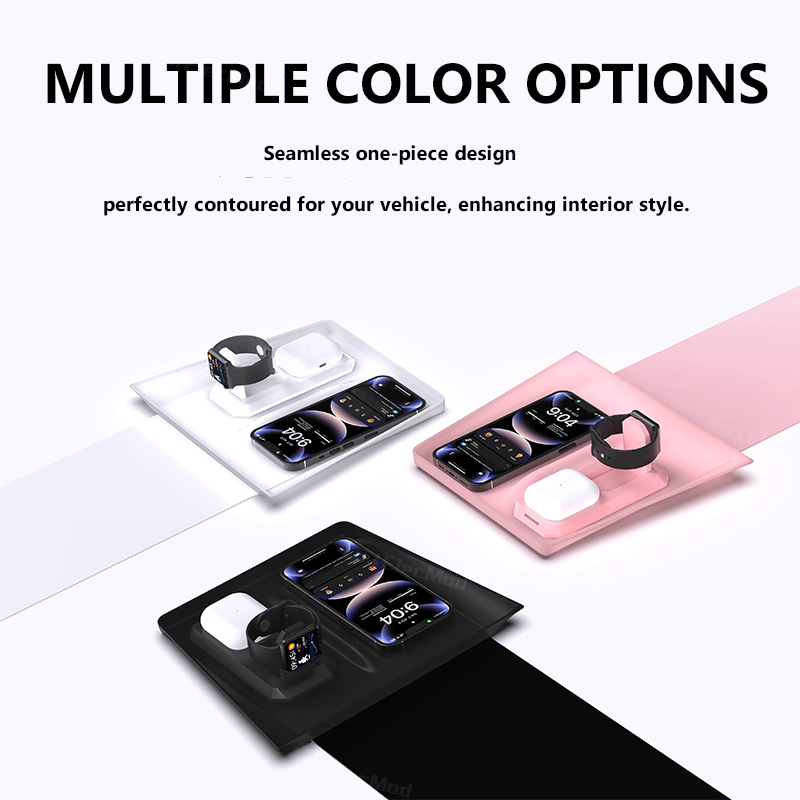 ElecMod Wireless Charging Silicone Anti-Slip Mat (3-in-1Charging) For Tesla Model 3/Y