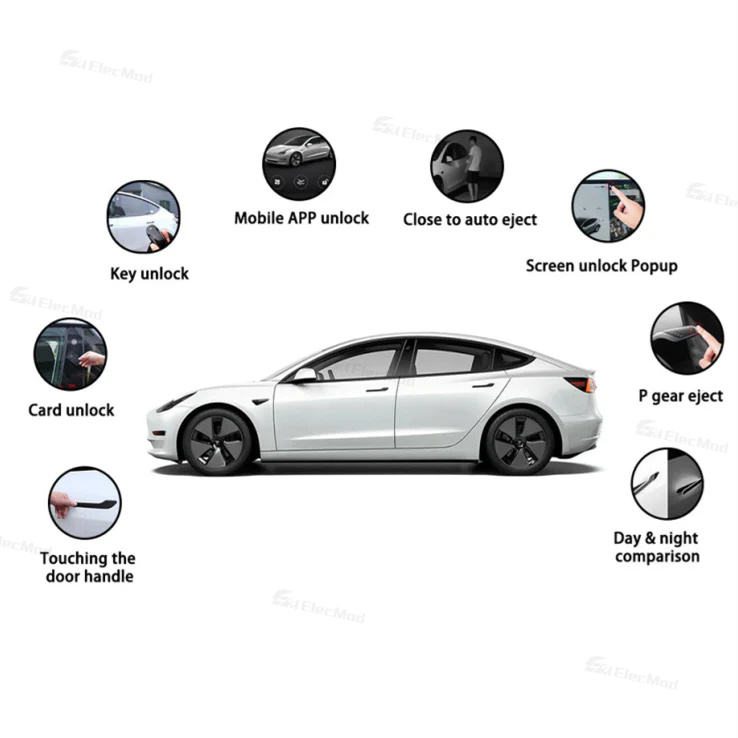 ElecMod V6 Auto Presenting Door Handle With Color LED Light for Tesla Model 3/Y (4PCS)